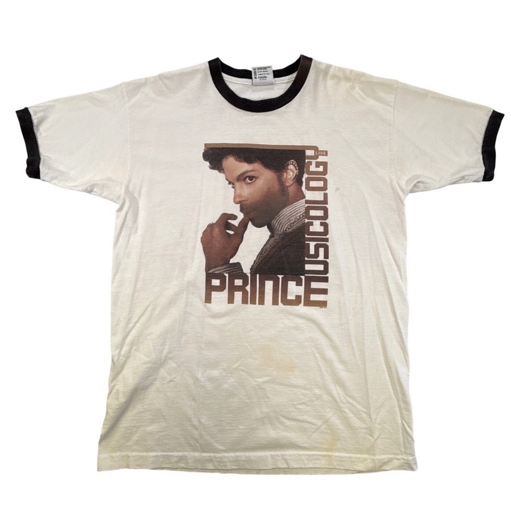 Prince‎ Musicology Live 2004 Concert Ringer T-Shirt White Vintage Large USA Made - Picture 2 of 7